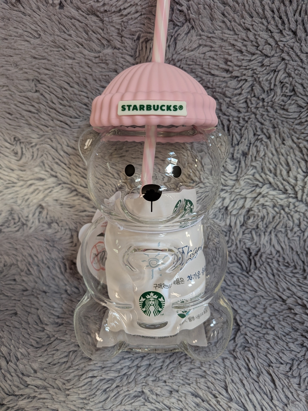 Starbucks Asia AUTHENTIC baby pink Bear Glass BNWT